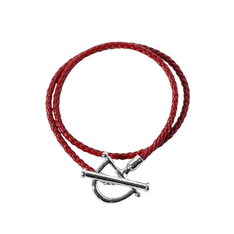 Anabel Aram Silver Cheval Leather Bracelet