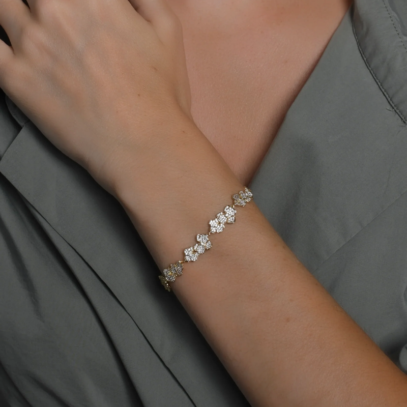 Anabel Aram Gold Pavé Orchid Tennis Bracelet