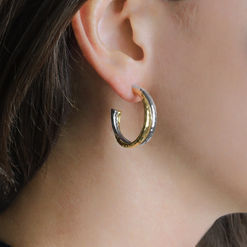 Anabel Aram Mixed Metal Farrier Hoop Earrings