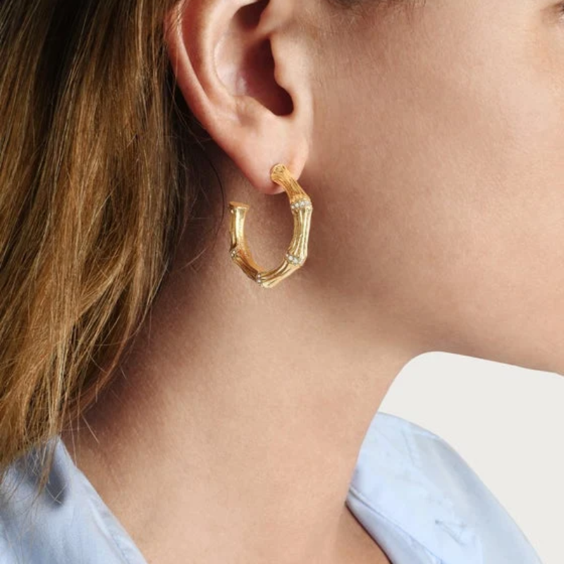 Anabel Aram Medium Gold Bamboo Hoop Earrings