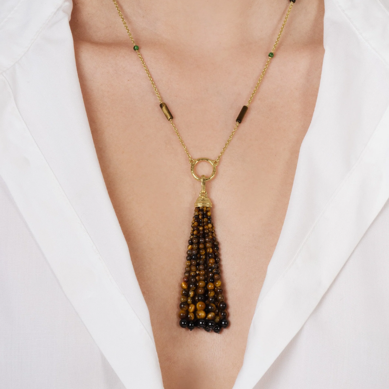 Anabel Aram Tigers Eye &amp; Onyx Forza Pendant