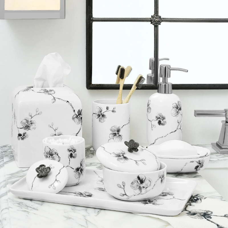 Michael Aram Black Orchid Porcelain Container