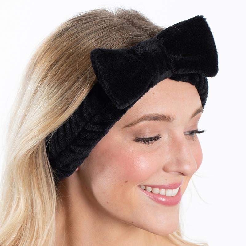 Black Plush Spa Bow