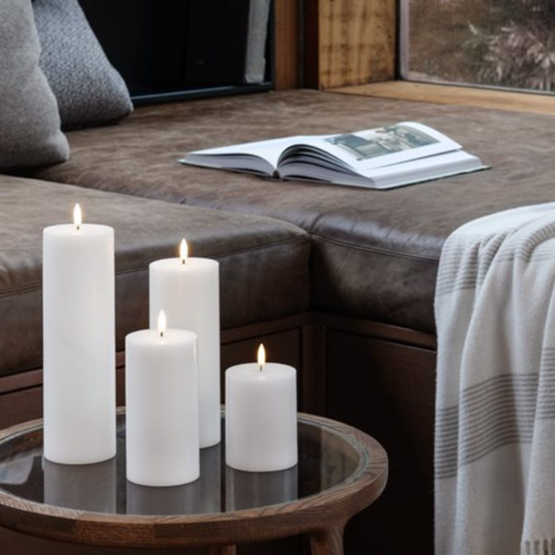 Smooth White LED Pillar Candle 10x15cm