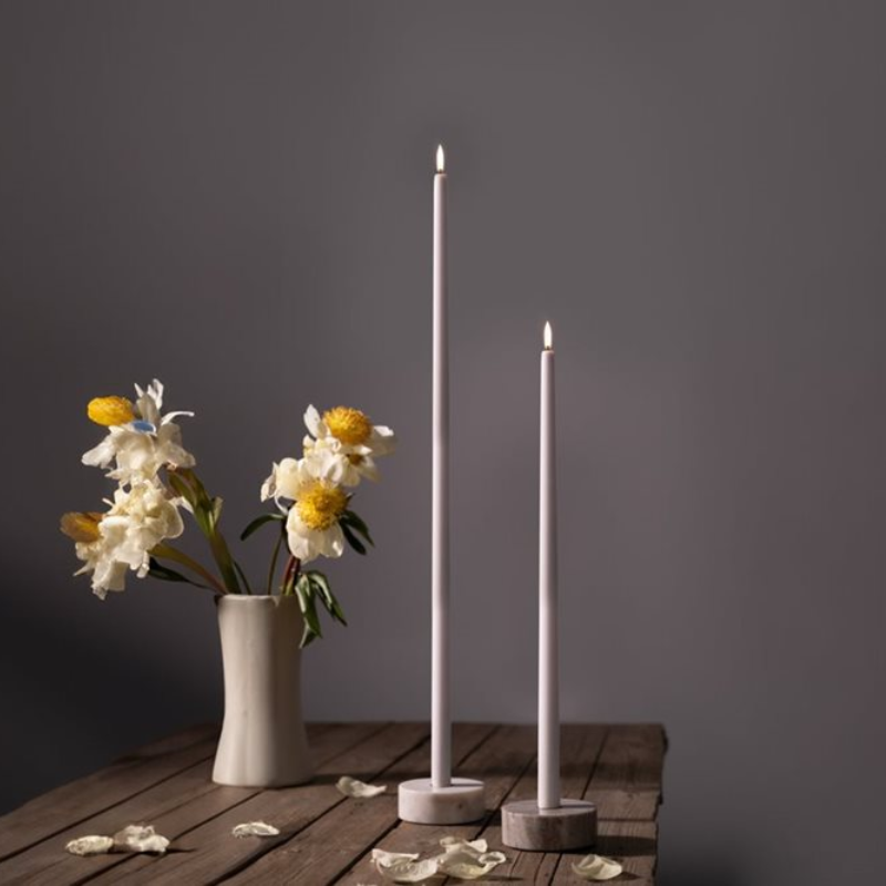 Tall White LED Taper Candle