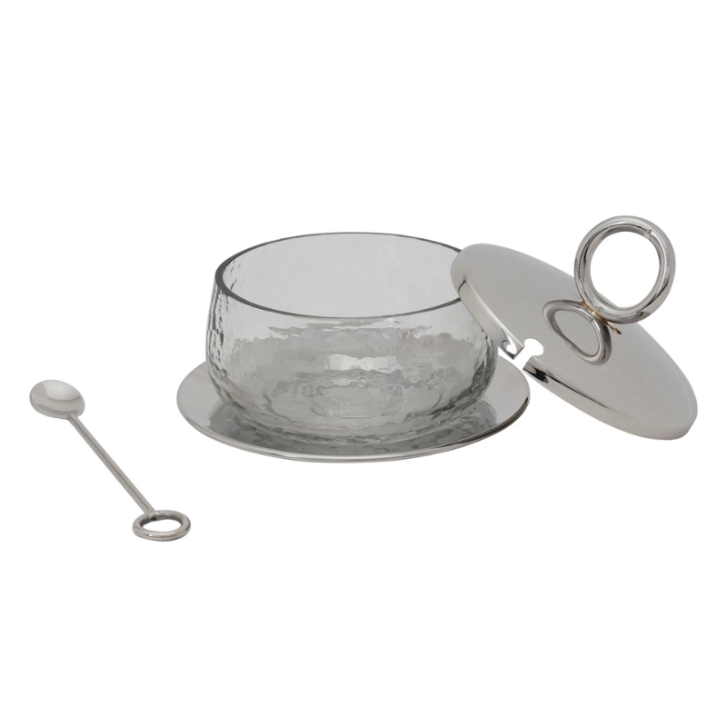 Sphere Honey Bowl With Silver Plate