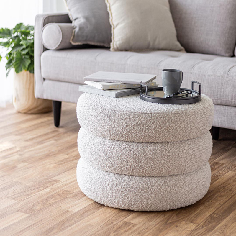 Boucle Off White Fiel Ottoman