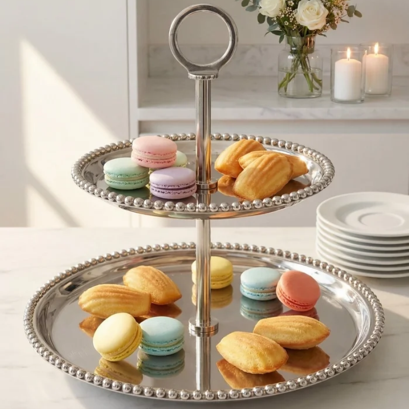 Présentoir à gâteau à 2 niveaux Perle