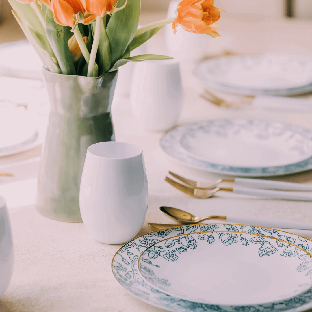 Set of 10 Rose Design Salad Plates