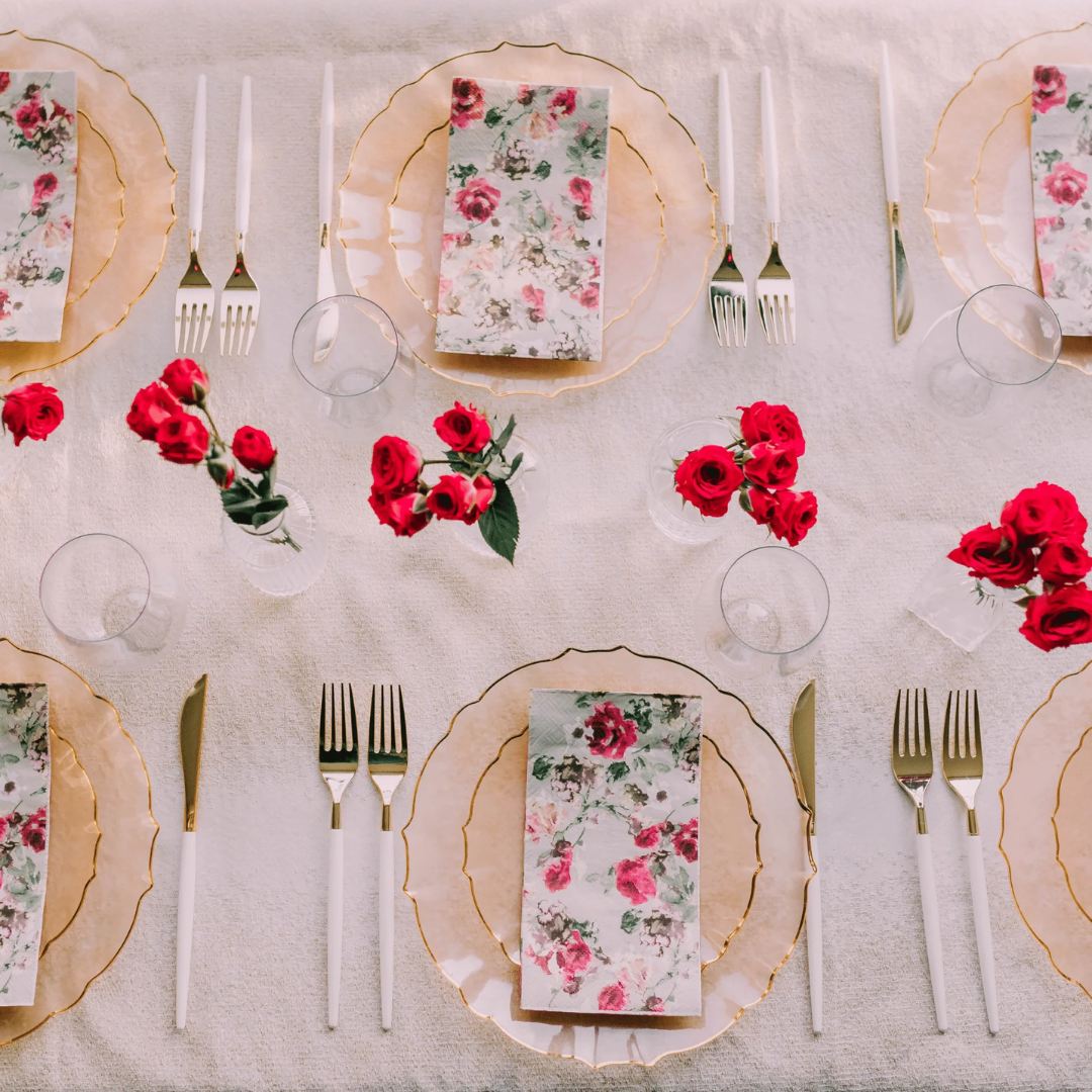 10 Guests Rose Gold Petal Plate Set
