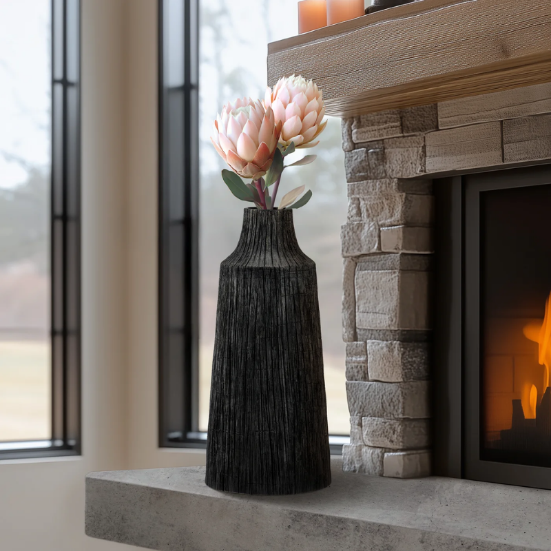 Petra Black Etched Vase