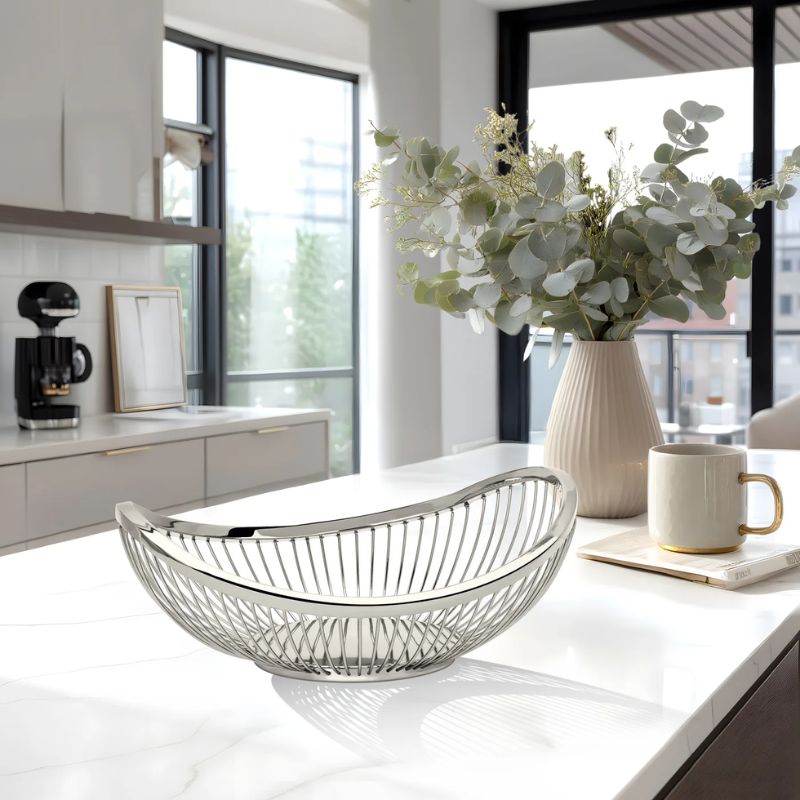 Silver Slope Wire Oval Bowl