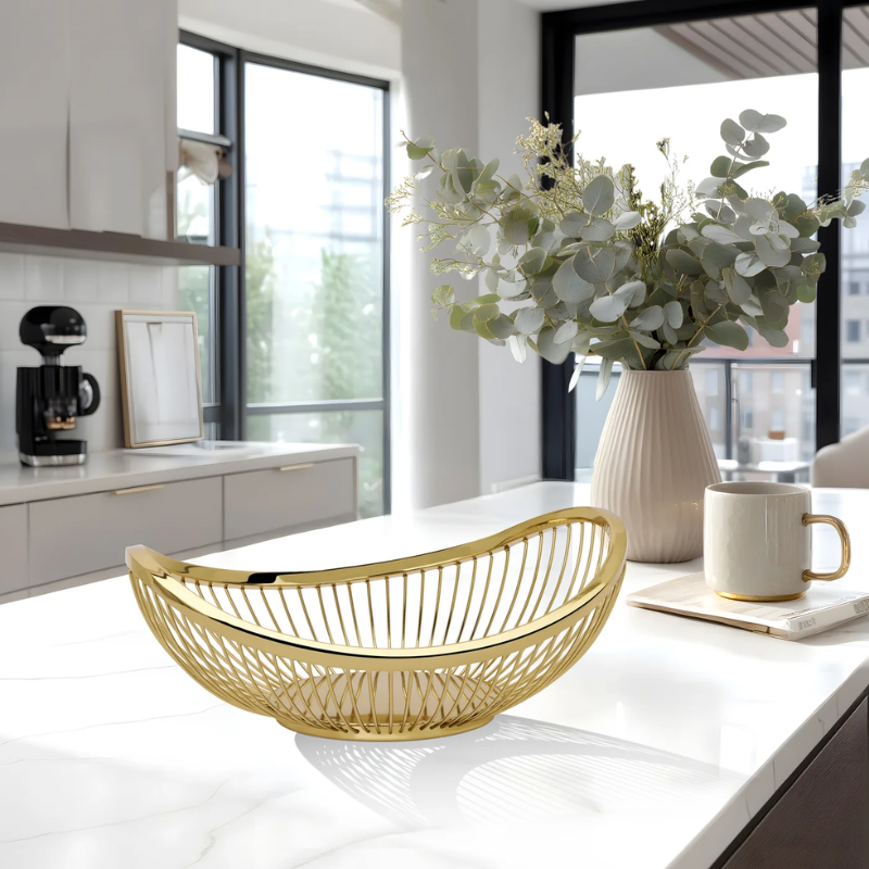 Gold Slope Wire Oval Bowl