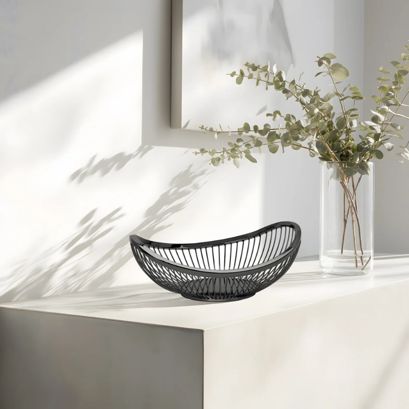 Black Slope Wire Oval Bowl