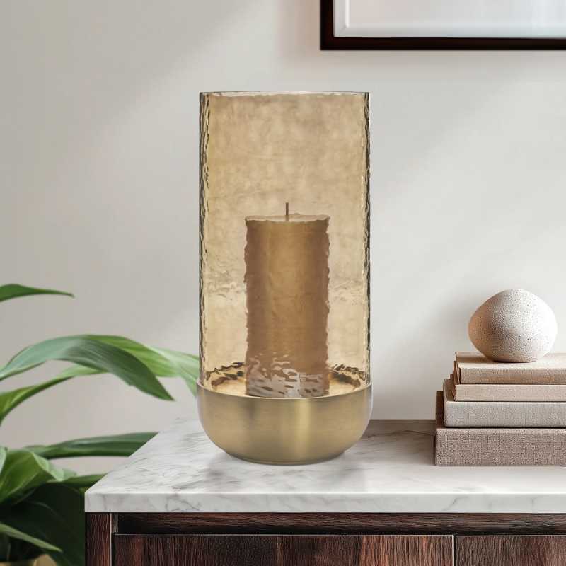 Large Chute Hurricane With Gold Base