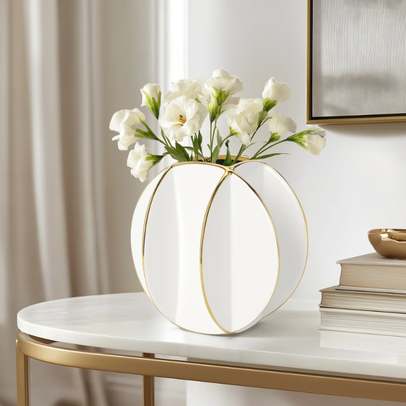 Talia Gold Trim Divided Ball Vase
