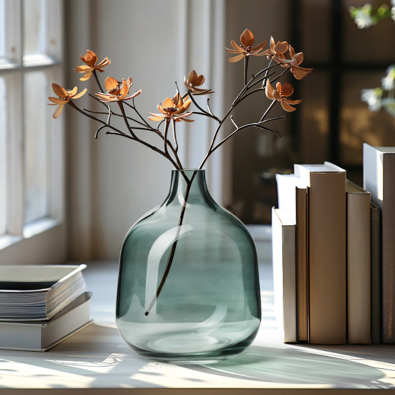 Tall Belle Blue Glass Bud Vase