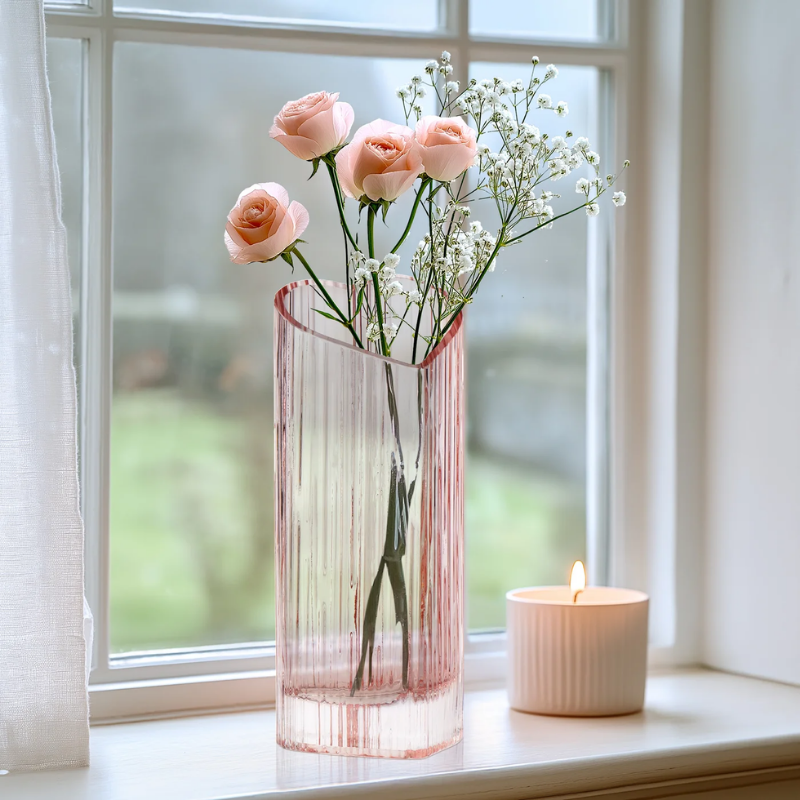 Tall Pink Heart Shaped Vase