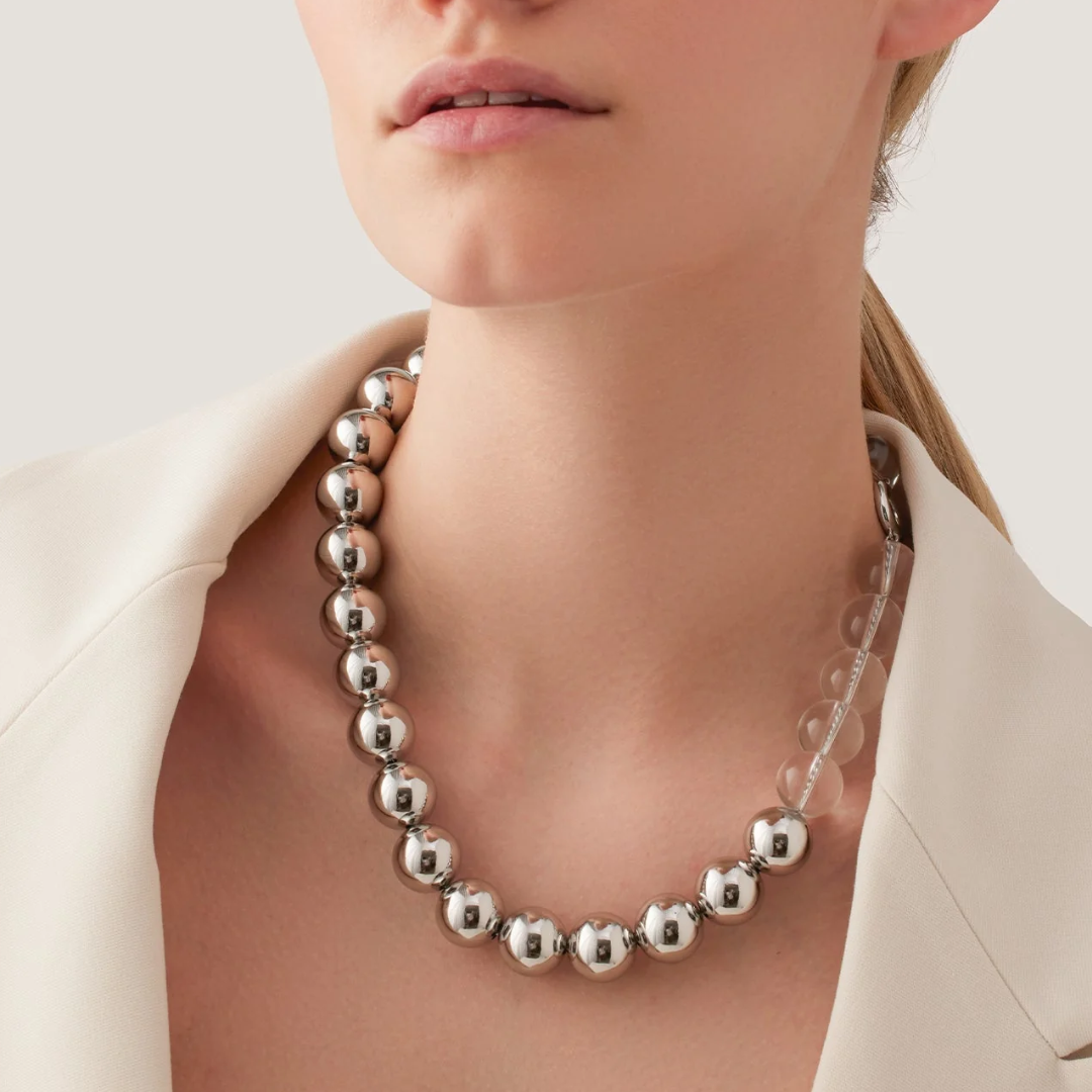 Jenny Bird Silver & Clear Lyra Necklace