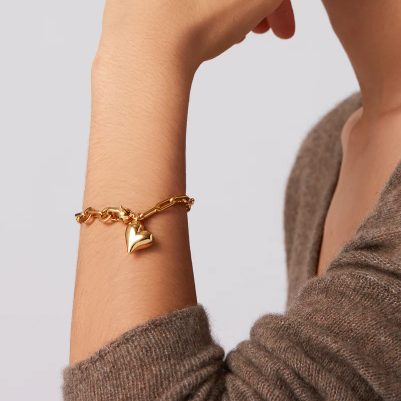 Jenny Bird Gold Puffy Heart Bracelet