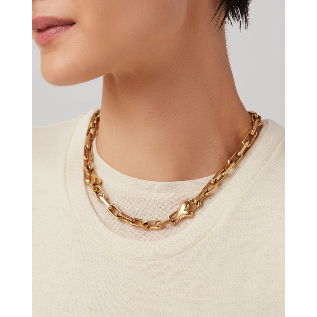 Jenny Bird Gold Art Heart Chain Necklace