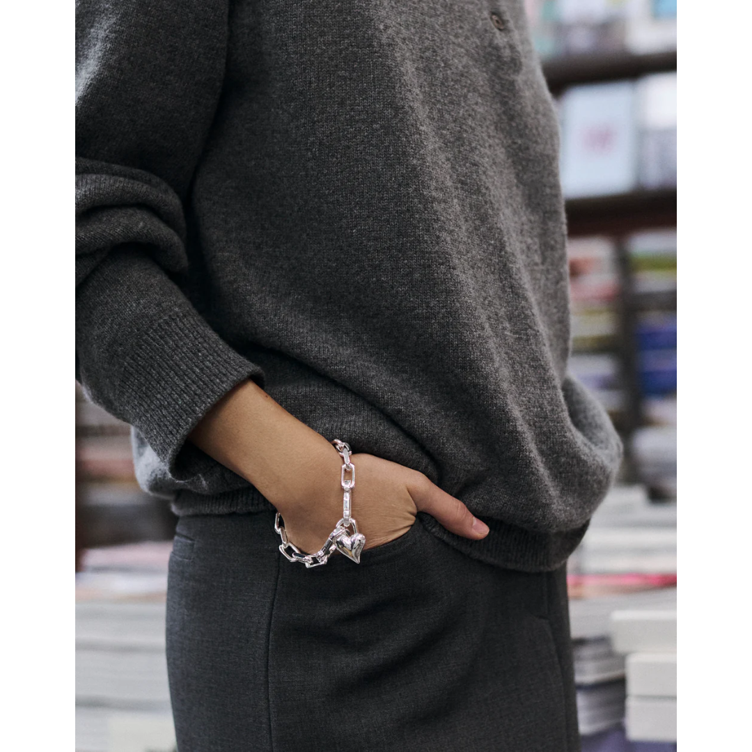 Jenny Bird Silver Padlock Heart Chain Bracelet