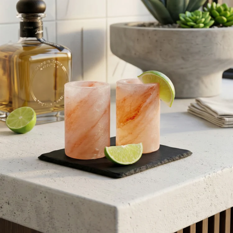 Set of 2 Himalayan Salt Tequila Shot Glasses