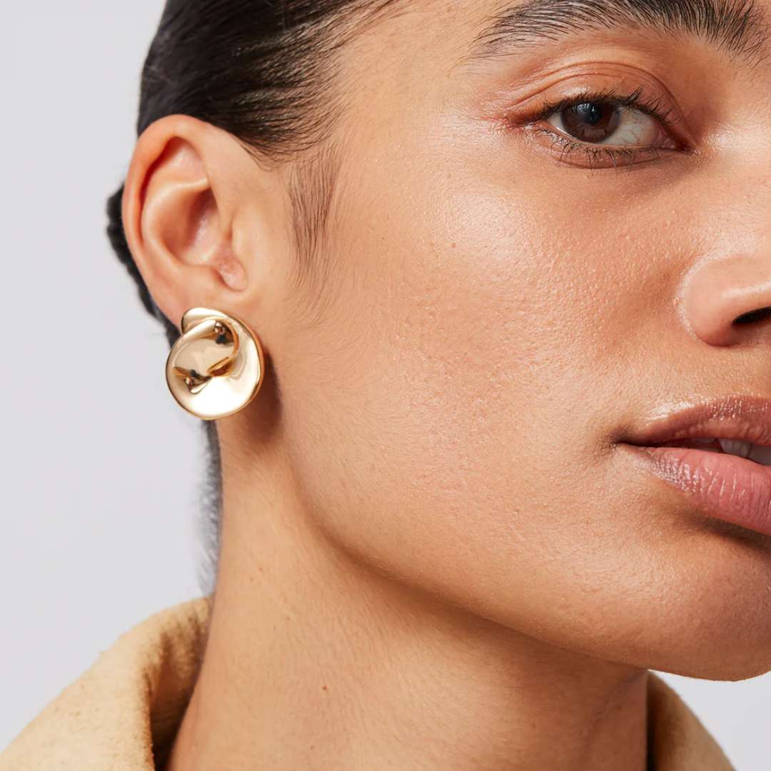 Jenny Bird Rio Button Gold Earrings