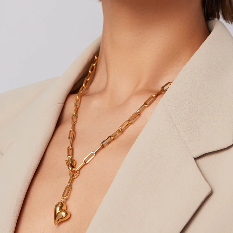 Jenny Bird Gold Puffy Heart Necklace