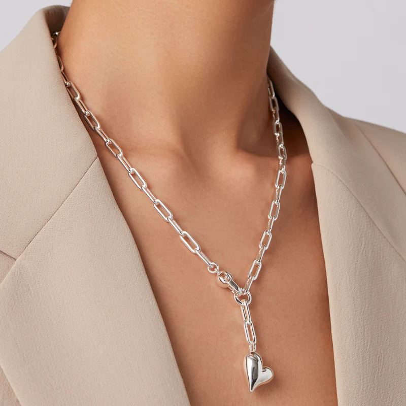 Jenny Bird Silver Puffy Heart Necklace