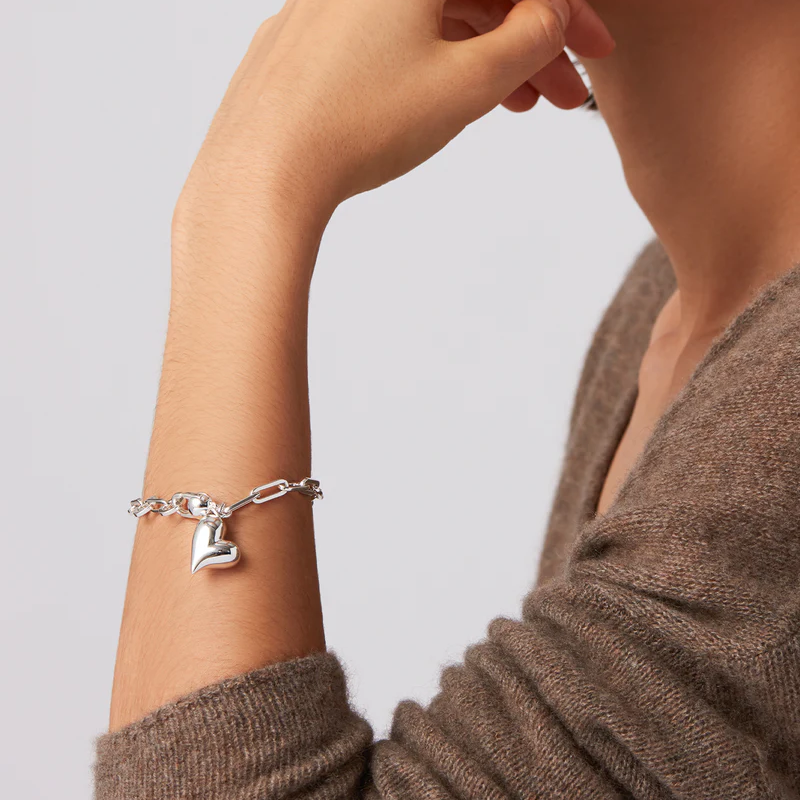 Jenny Bird Silver Puffy Heart Bracelet