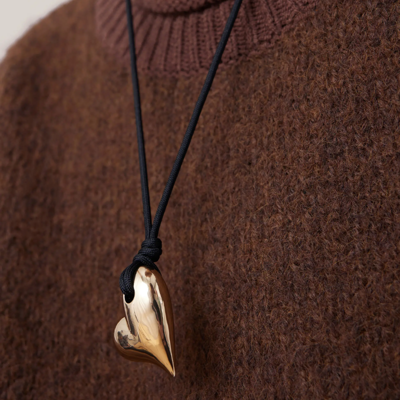 Jenny Bird Gold Art Heart on a String Necklace