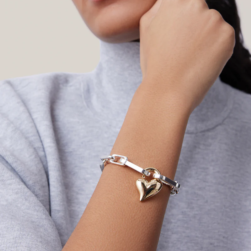Jenny Bird Two Tone Padlock Heart Bracelet