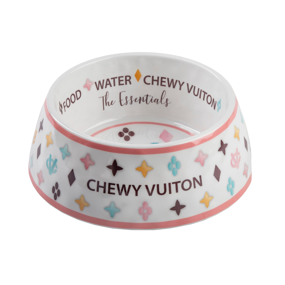 White Chewy Vuiton Bowl