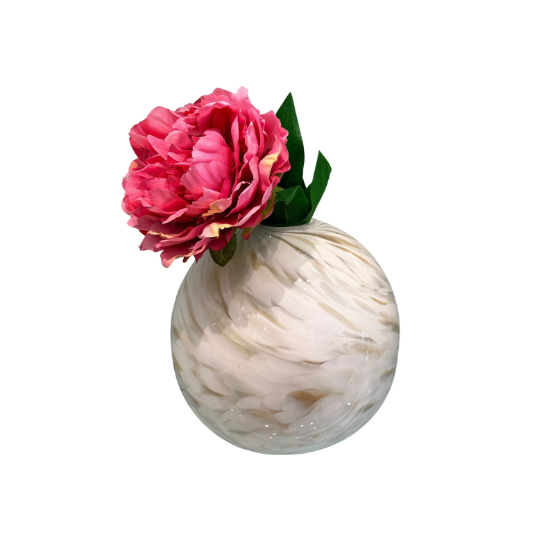 White Feathers Ball Vase