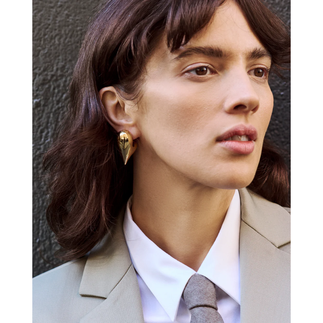 Jenny Bird Gold Art Heart Puff Earrings