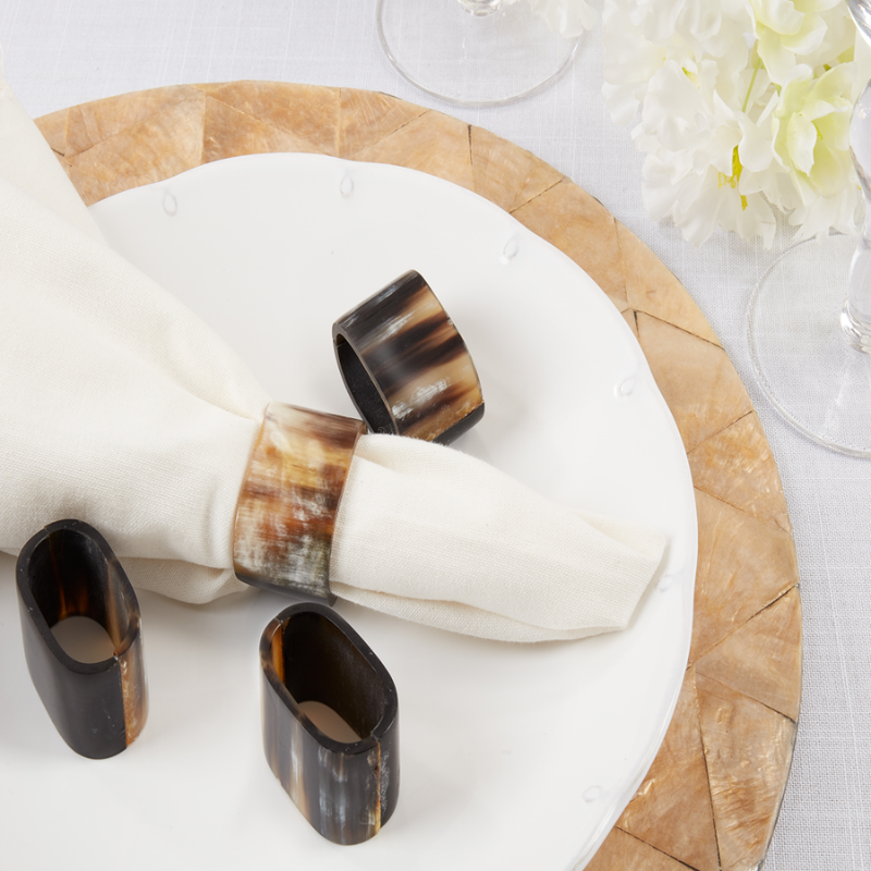 Set of 4 Oval Horn Napkin Rings