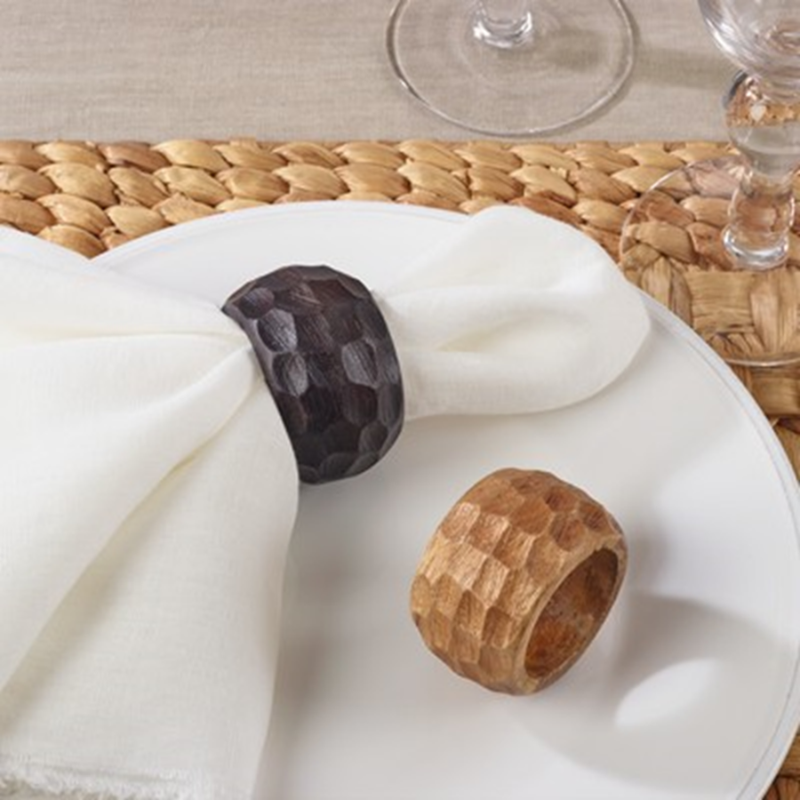 Chunky Natural Wood Napkin Rings Set of 4