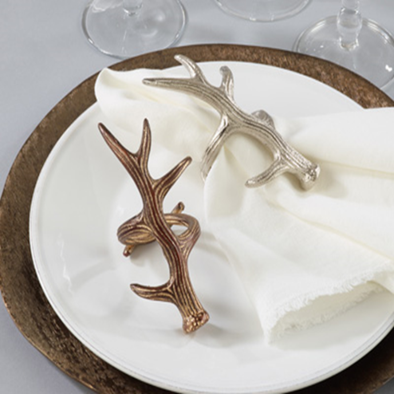 Silver Antler Napkin Rings Set of 4