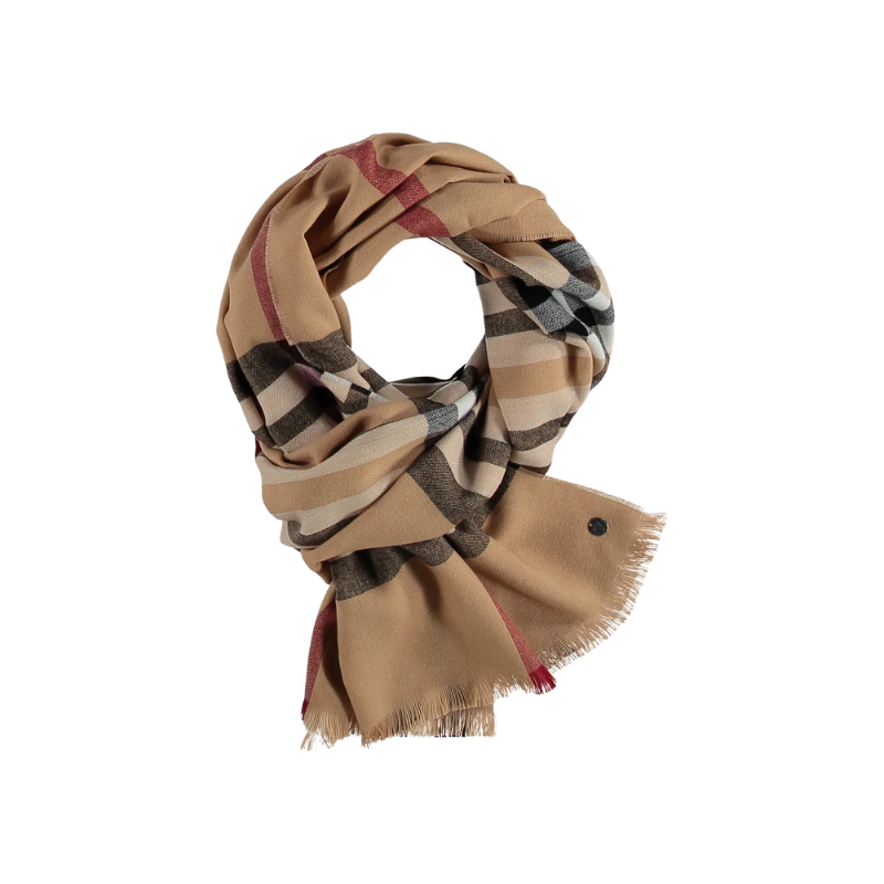Plaid Design Camel Scarf