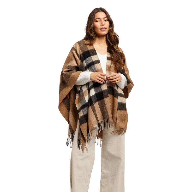 Pure Wool Plaid Poncho