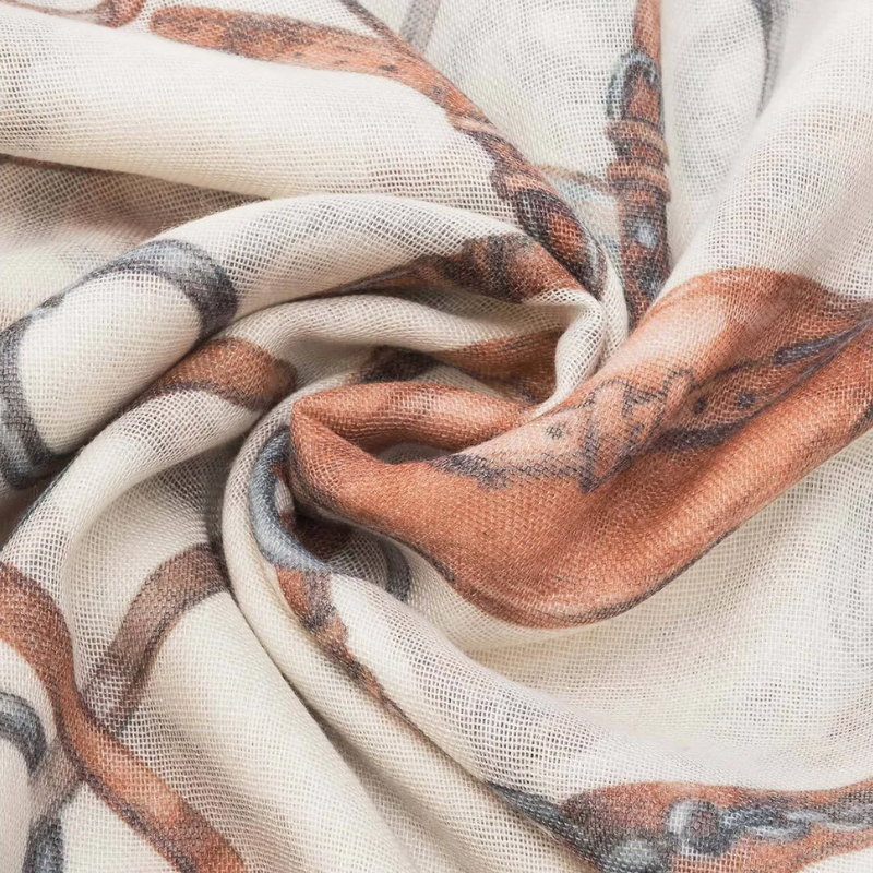 Lightweight Cream Bridle Print Stole