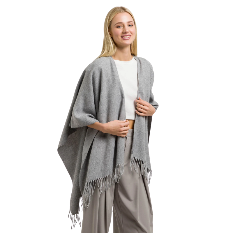 Morning Grey Acrylic Poncho
