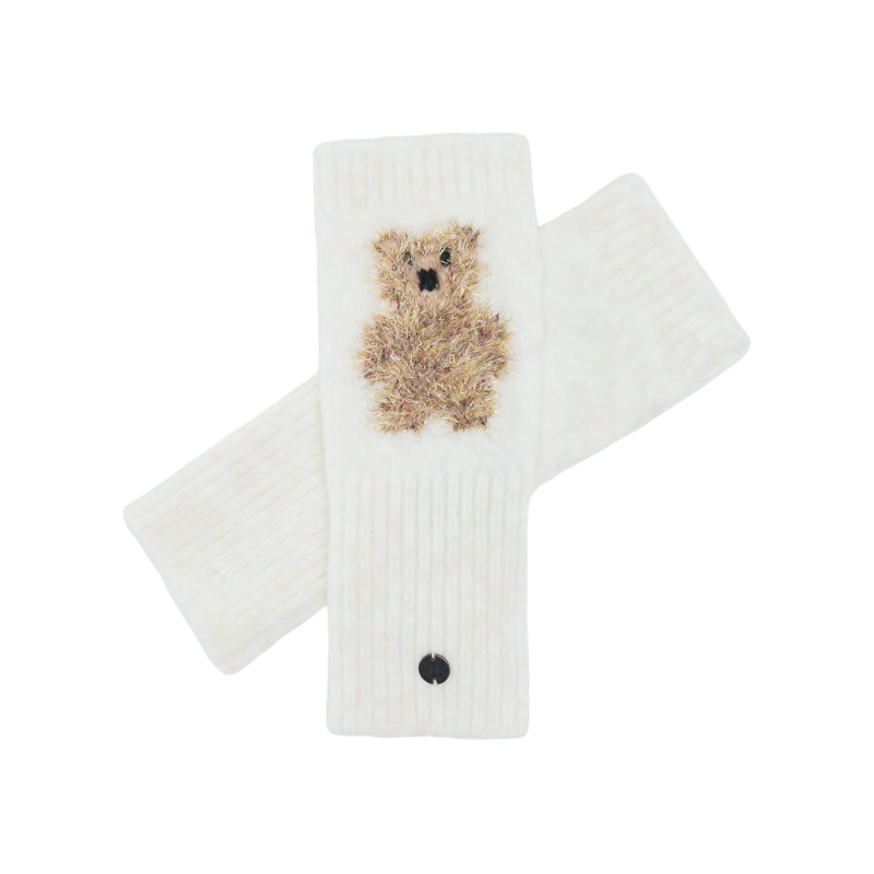 Wrist Warmers With Golden Teddy Bear