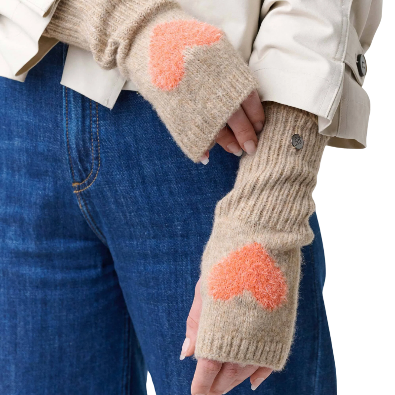 Sparkly Heart Camel Wrist Warmers