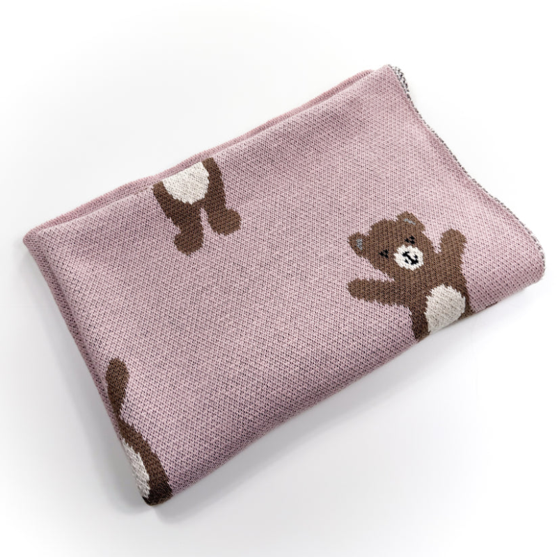 Pink Bears Cotton Baby Blanket