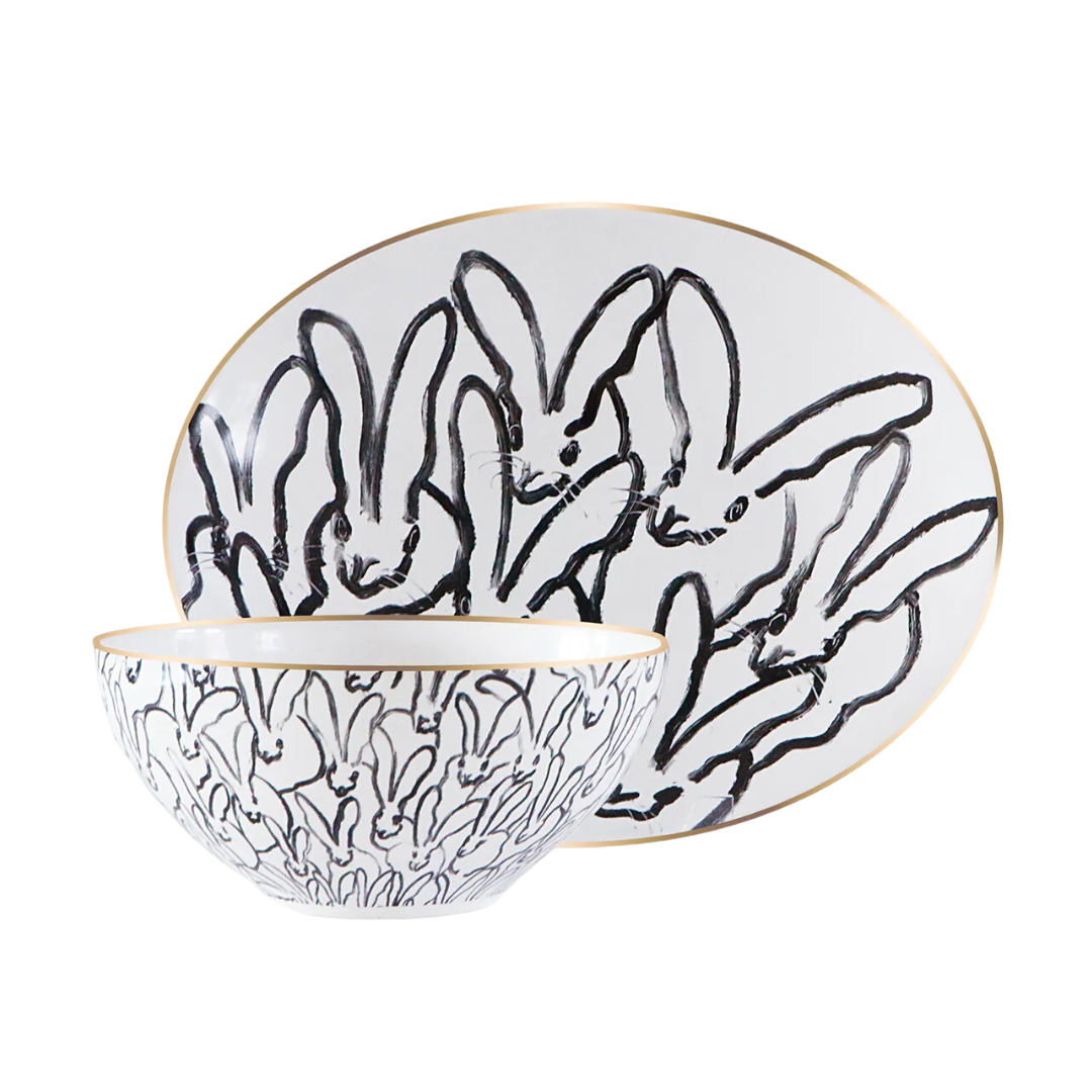 Hunt Slonem Rabbit Run Serving Platter