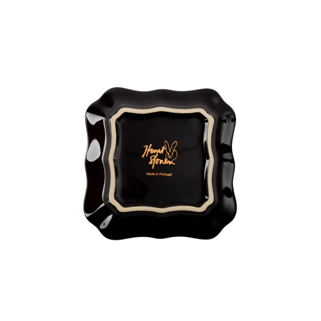 Hunt Slonem Black Bunny Portrait Trinket Tray