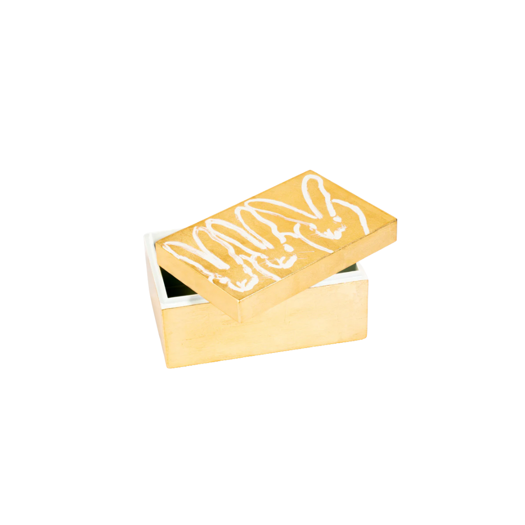 Hunt Slonem Trio Bunny Box Gold Leaf