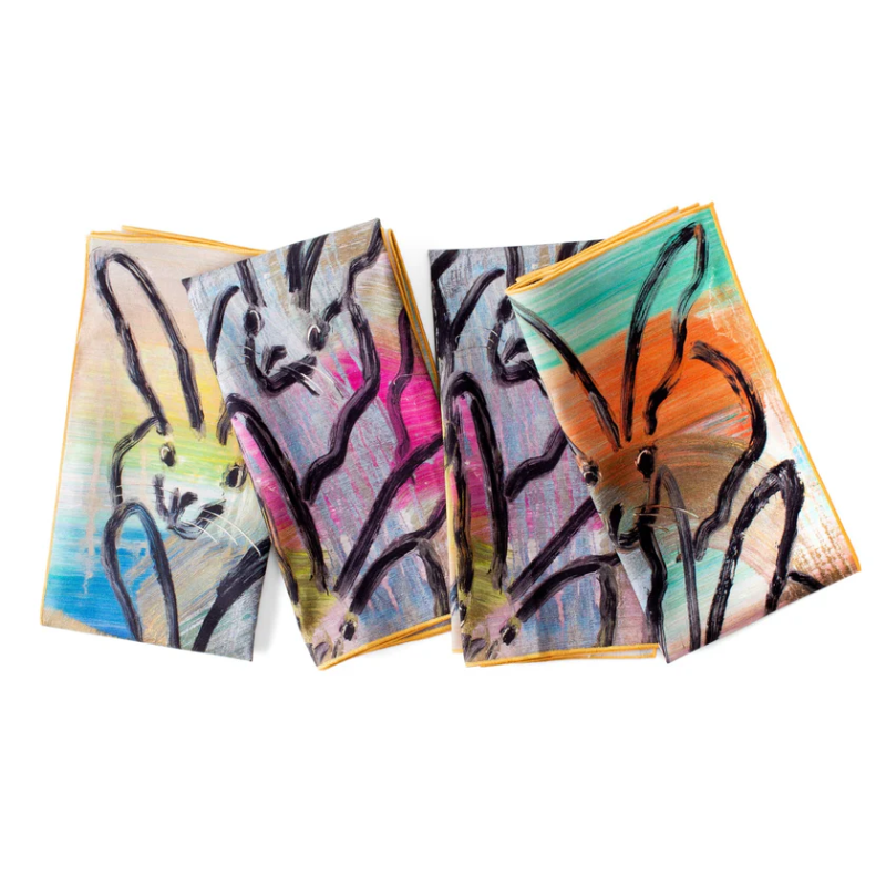 Set of 2 Hunt Slonem Lucky Bunny Dinner Napkins